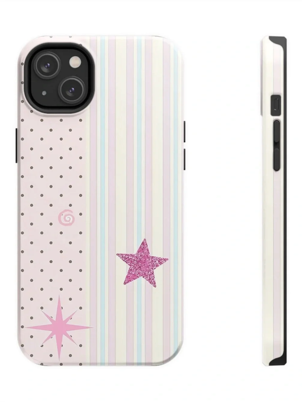 Whimsy Pink Star Pattern Phone Case - Cute Glitter Design